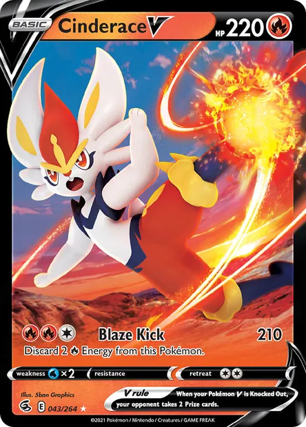 Cinderace V, Pokémon card FST 43 — Fusion Strike set