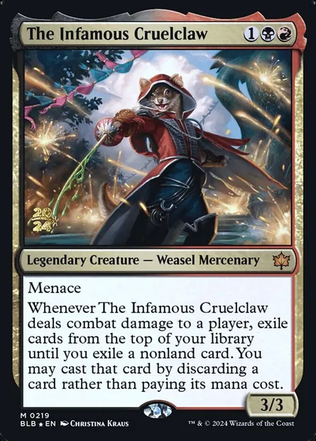The Infamous Cruelclaw, Magic card PBLB 219s — Bloomburrow Promos set