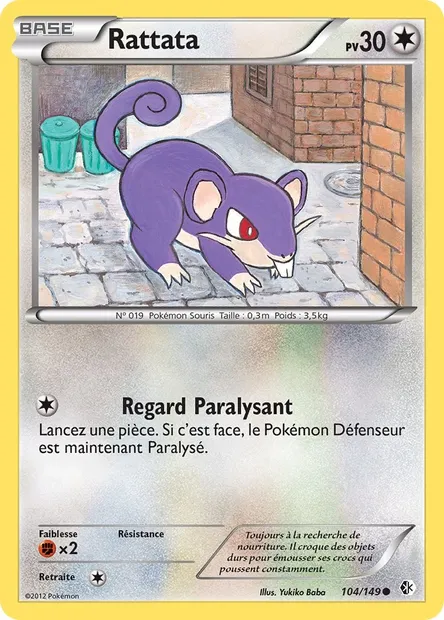 Rattata, carte Pokémon BCR 104 — extension Frontières Franchies