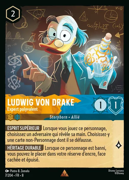 Ludwig von Drake - Expert polyvalent, carte Disney Lorcana CH8-007 — extension Le Règne de Jafar
