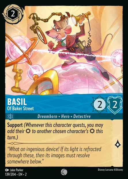 Basil - Of Baker Street, Disney Lorcana card CH2-139 — Rise of the Floodborn set