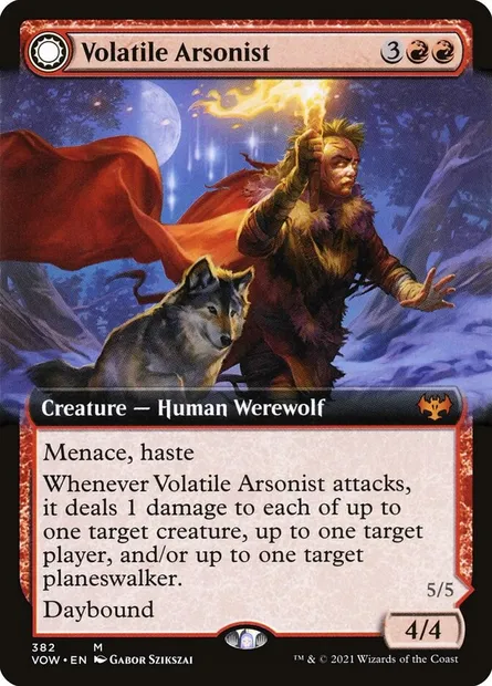 Volatile Arsonist // Dire-Strain Anarchist, Magic card VOW 382 — Innistrad: Crimson Vow set
