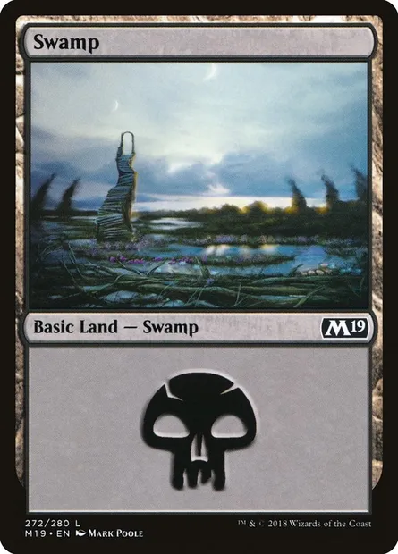Swamp, Magic card M19 272 — Core Set 2019 set