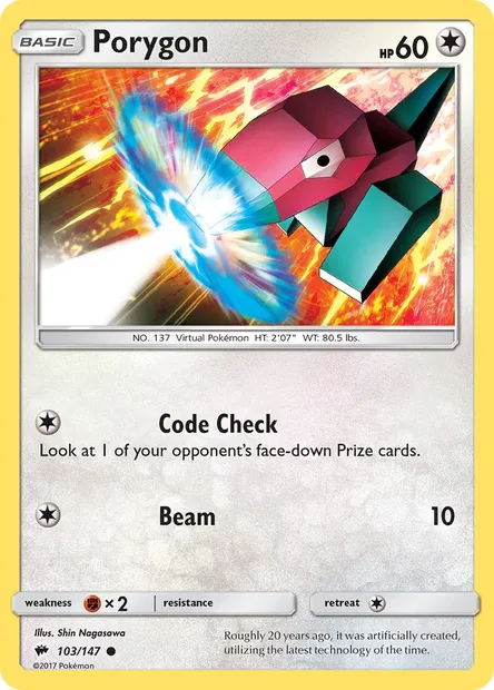 Porygon, Pokémon card BUS 103 — Burning Shadows set