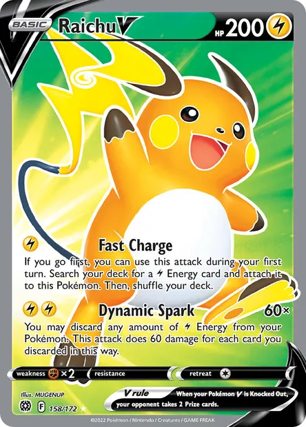 Raichu V, Pokémon card BRS 158 — Brilliant Stars set