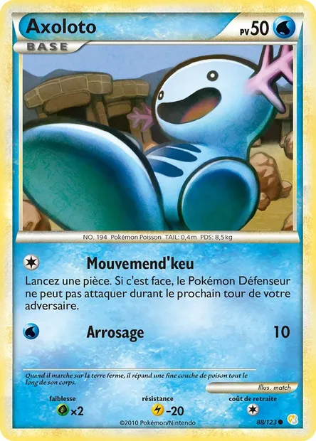 Axoloto, carte Pokémon HS 88 — extension HeartGold SoulSilver