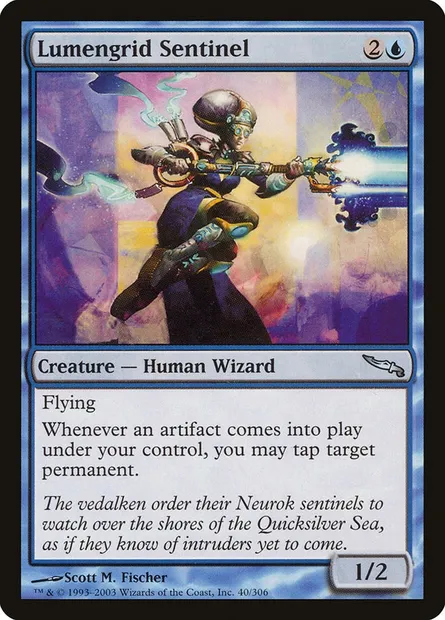 Lumengrid Sentinel, Magic card MRD 40 — Mirrodin set
