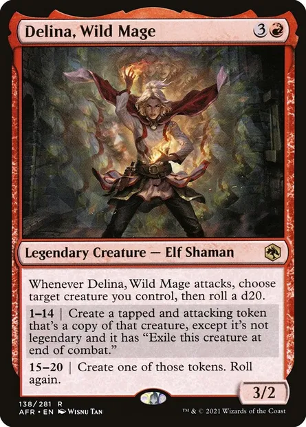 Delina, Wild Mage, Magic card AFR 138 — Adventures in the Forgotten Realms set