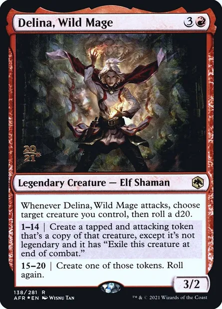 Delina, Wild Mage, Magic card PAFR 138s — Adventures in the Forgotten Realms Promos set