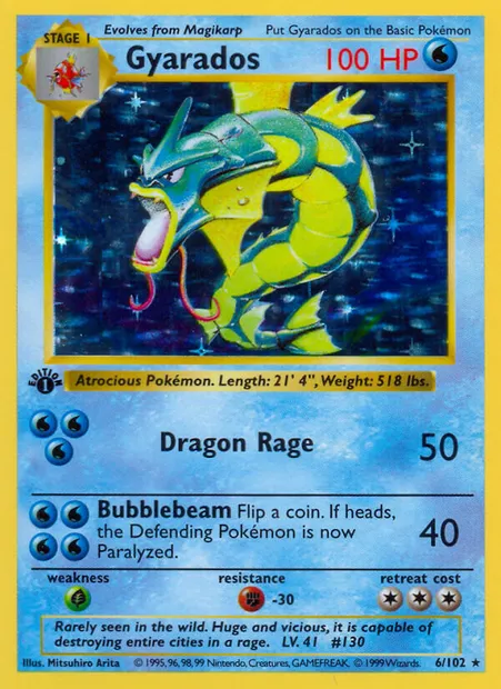 Gyarados, Pokémon card BS 6 — Base Set set