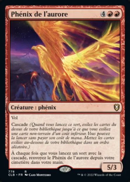 Phénix de l'aurore, carte Magic CLB 778 — extension Commander Légendes : la bataille de la Porte de Baldur