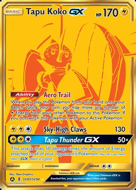 Tokorico-GX, carte Pokémon SMA SV93 — extension Destinées Occultes Coffre Étincelant