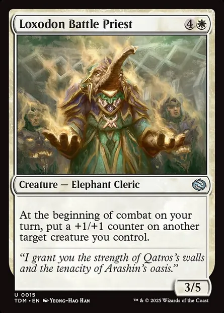 Loxodon Battle Priest, Magic card TDM 15 — Tarkir: Dragonstorm set