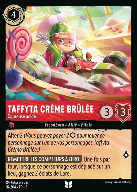 Taffyta Crème Brûlée - Coureuse acide, carte Disney Lorcana CH5-117 — extension Ciel Scintillant