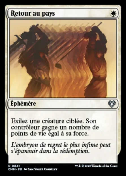 Retour au pays, carte Magic CMM 841 — extension Commander Masters