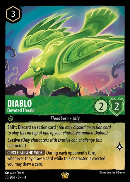 Diablo - Devoted Herald, Disney Lorcana card CH4-070 — Ursula's Return set