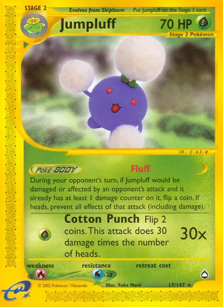 Jumpluff, Pokémon card AQ 17 — Aquapolis set