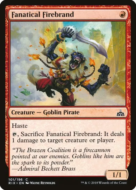 Fanatical Firebrand, Magic card RIX 101 — Rivals of Ixalan set
