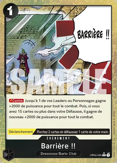 Barrière !!, carte One Piece OP04-095 — extension KINGDOMS OF INTRIGUE