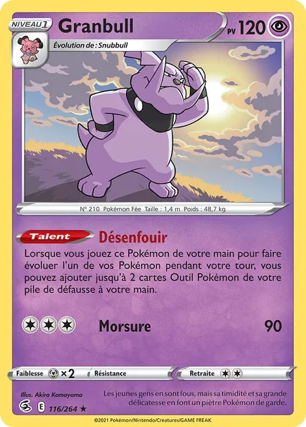 Granbull, carte Pokémon FST 116 — extension Poing de Fusion