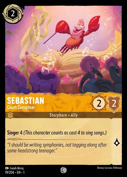 Sebastian - Court Composer, Disney Lorcana card CH1-019 — The First Chapter set