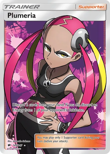 Plumeria, Pokémon card BUS 145 — Burning Shadows set