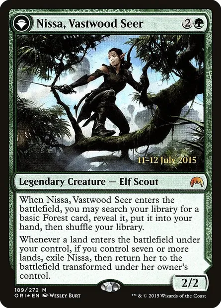 Nissa, Vastwood Seer // Nissa, Sage Animist, Magic card PORI 189s — Magic Origins Promos set