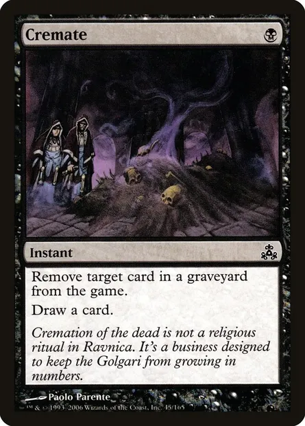 Crémation, carte Magic GPT 45 — extension Le Pacte des Guildes
