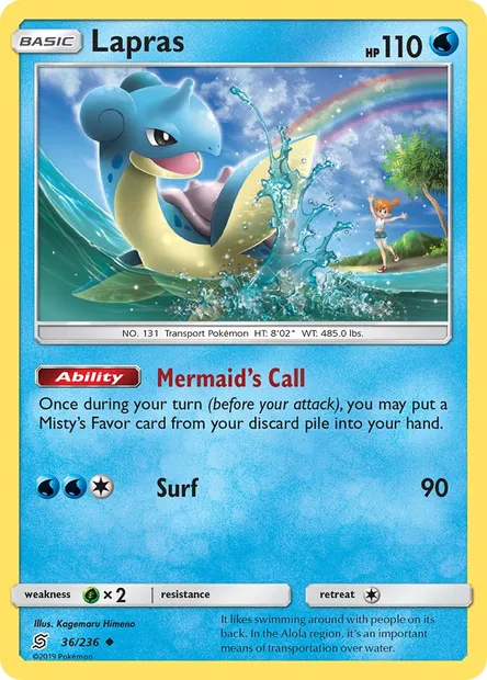Lapras, Pokémon card UNM 36 — Unified Minds set