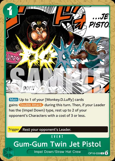 Gum-Gum Twin Jet Pistol, One Piece card OP16-039 — THE TIME OF BATTLE set