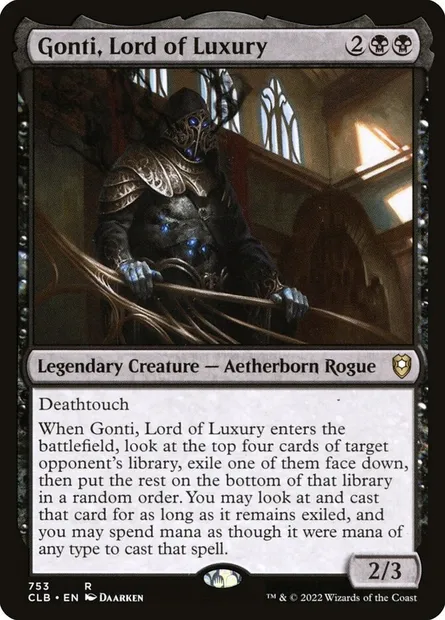 Gonti, Lord of Luxury, Magic card CLB 753 — Commander Legends: Battle for Baldur's Gate set