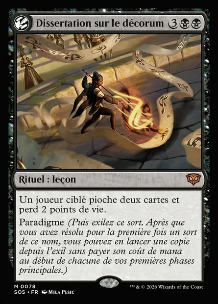Dissertation sur le décorum, carte Magic SOS 78 — extension Secrets of Strixhaven