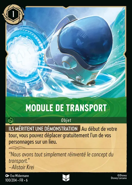 Module de transport, carte Disney Lorcana CH6-100 — extension La Mer Azurite