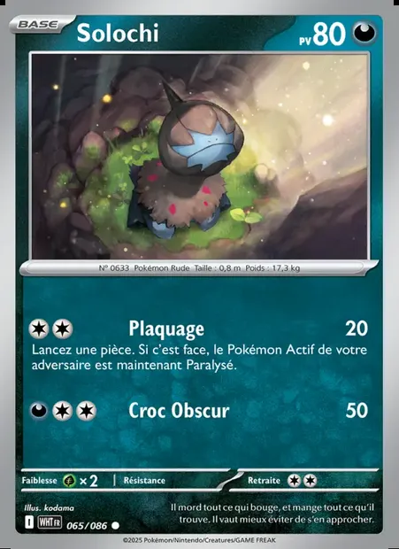 Solochi, carte Pokémon WHT 065 — extension Flamme Blanche
