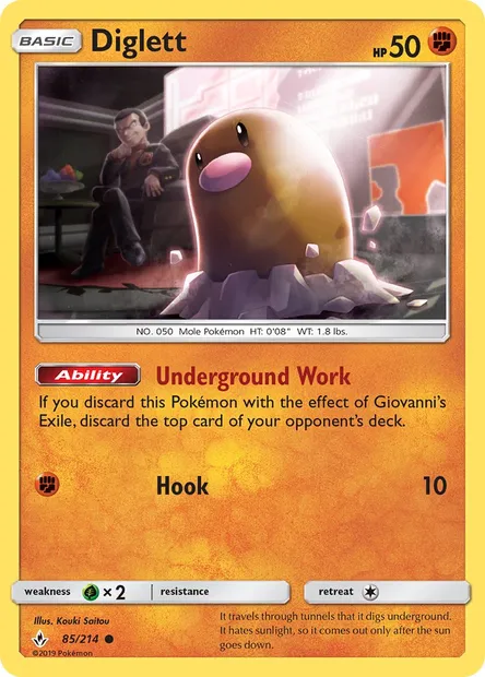 Diglett, Pokémon card UNB 85 — Unbroken Bonds set