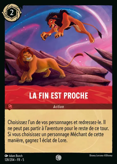 La fin est proche, carte Disney Lorcana CH5-128 — extension Ciel Scintillant