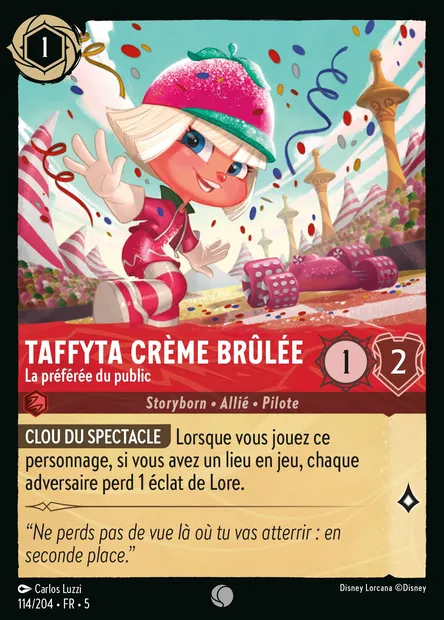 Taffyta Crème Brûlée - La préférée du public, carte Disney Lorcana CH5-114 — extension Ciel Scintillant