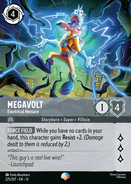 Megavolt - Electrical Menace, Disney Lorcana card CH13-225 — Attack of the Vine! set