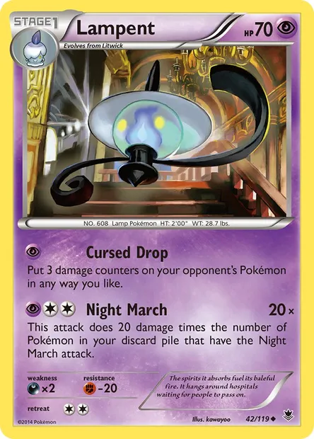 Lampent, Pokémon card PHF 42 — Phantom Forces set
