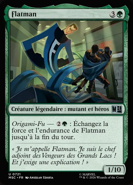 Flatman, carte Magic MSC 721 — extension Marvel Super Heroes Commander