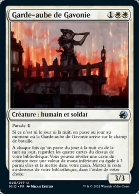 Garde-aube de Gavonie, carte Magic MID 20 — extension Innistrad : chasse de minuit