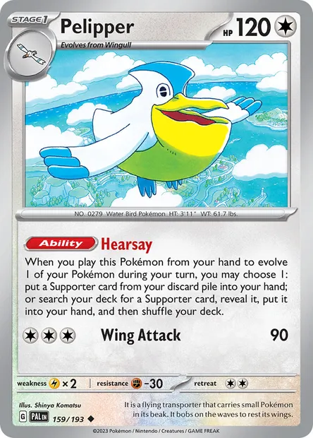Pelipper, Pokémon card PAL 159 — Paldea Evolved set