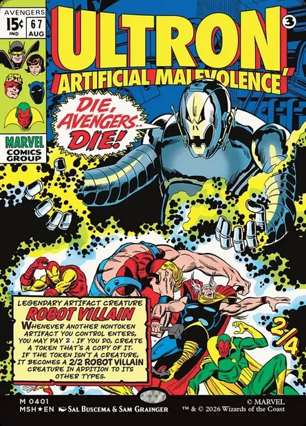 Ultron, malveillance artificielle, carte Magic MSH 401 — extension Marvel Super Heroes