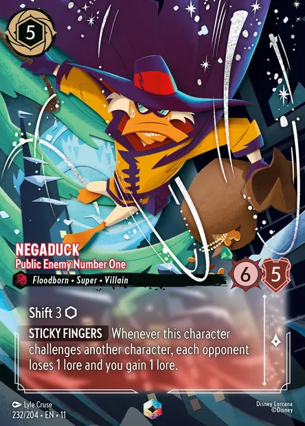 Negaduck - Public Enemy Number One, Disney Lorcana card CH11-232 — Winterspell set