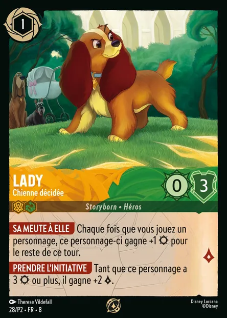 Lady - Chienne décidée, carte Disney Lorcana P2-028 — extension P2