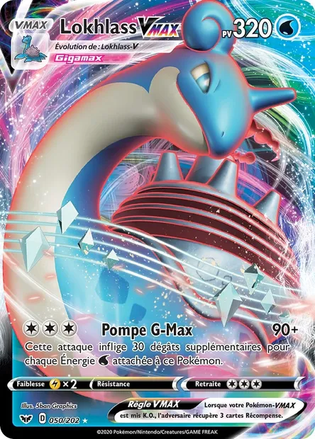 Lokhlass VMAX, carte Pokémon SSH 50 — extension Épée et Bouclier