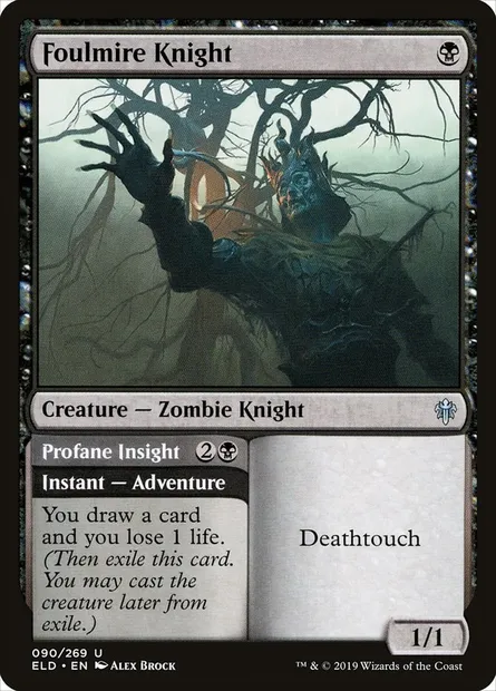 Foulmire Knight // Profane Insight, Magic card ELD 90 — Throne of Eldraine set