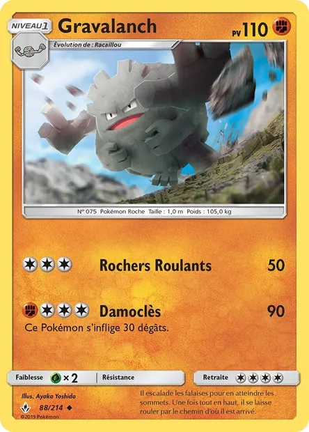 Gravalanch, carte Pokémon UNB 88 — extension Alliance Infaillible