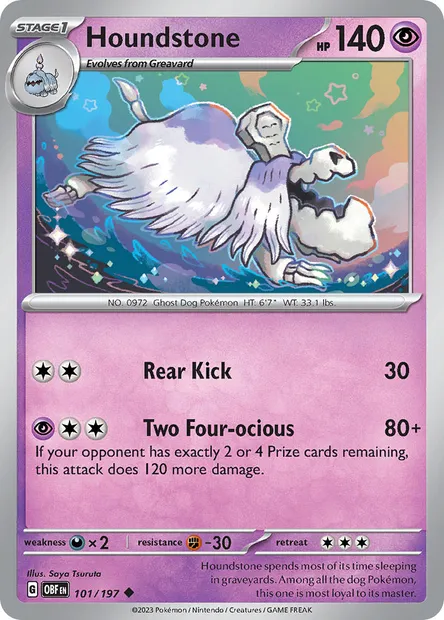 Houndstone, Pokémon card OBF 101 — Obsidian Flames set