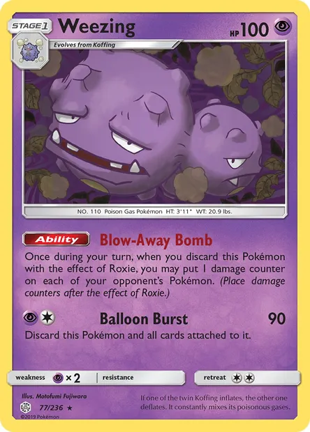 Weezing, Pokémon card CEC 77 — Cosmic Eclipse set
